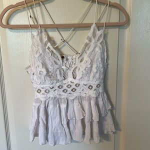 DAMAGED White Lace Top